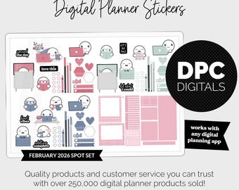 Spot Plans February Digital Stickers | iPad & Android | Smitten Theme