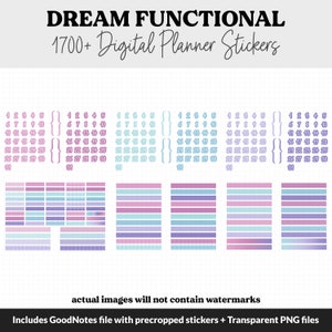 Dream Functional Digital Sticker Set GoodNotes, iPad & Android Papers, Sticky Notes, Chores, Work, Adulting, Tasks, Dates zdjęcie 7