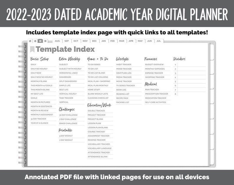 20222023 Academic Year Dated Landscape Digital Planner Etsy