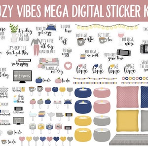 Cozy Vibes Digital Planner Sticker Mega Kit GoodNotes, iPad and Android Autumn, October, Self-Care, Hygge, Home image 2