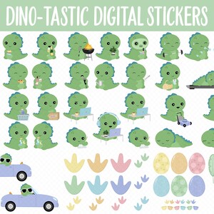Dino-tastic Digital Sticker Mega Bundle | GoodNotes & iPad | June, Dinosaurs, Kawaii, Activities, Goals, Tasks image 4