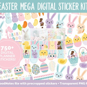 Easter MEGA Digital Sticker Bundle | GoodNotes & iPad | April, Calendar Dates, Sticky Notes, Washi, Trackers and More!