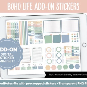 Boho Life Add-On Digital Stickers | GoodNotes & iPad | Trackers, Budget, Fitness, Health, Habits