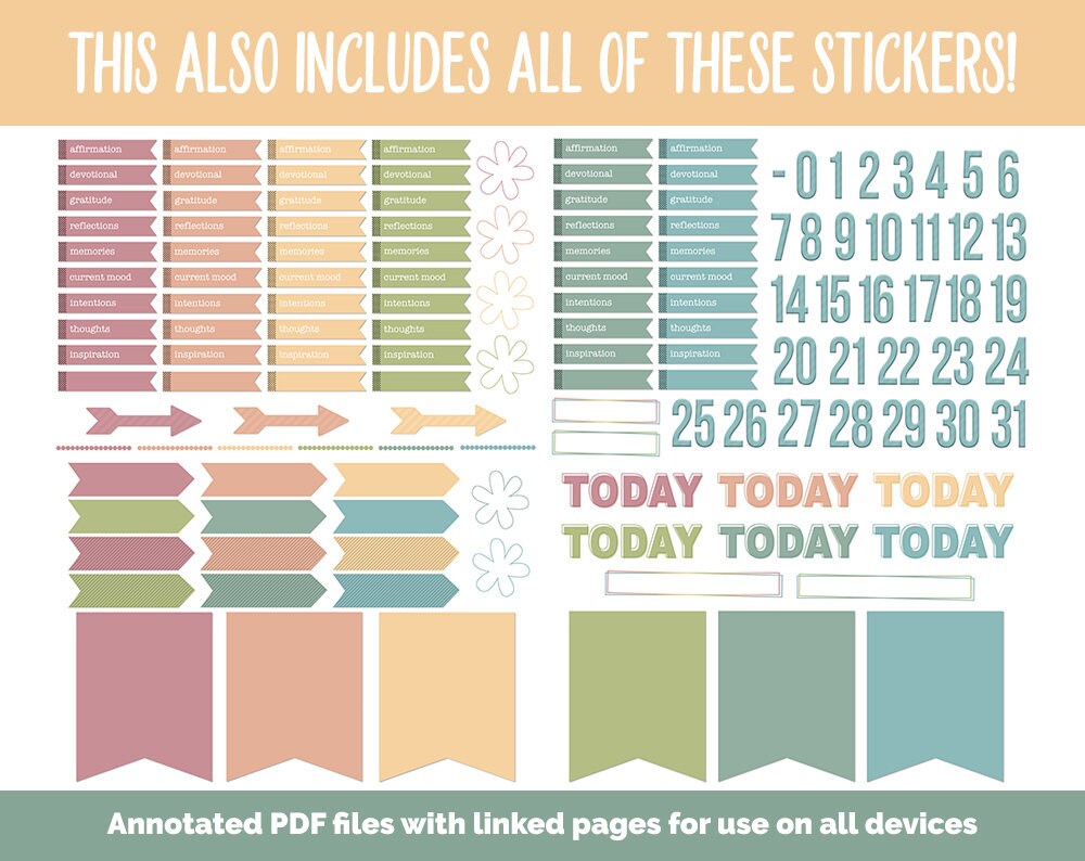 31 Day Digital Journal Sticker Bundle Farmstead Theme Etsy