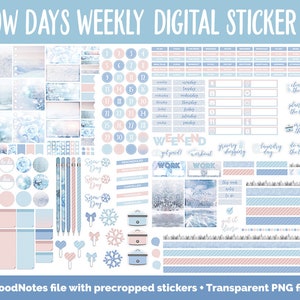 Snow Days Weekly Digital Sticker Kit GoodNotes & iPad Digital Planner Stickers, Sticky Notes, Washi, Trackers and More image 2