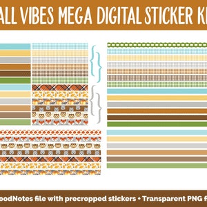 Fall Vibes Digital Planner Sticker Mega Kit GoodNotes, iPad and Android Autumn, September image 9