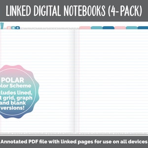 Linked Digital Notebooks 4- Pack | Polar Theme | GoodNotes, iPad & Android