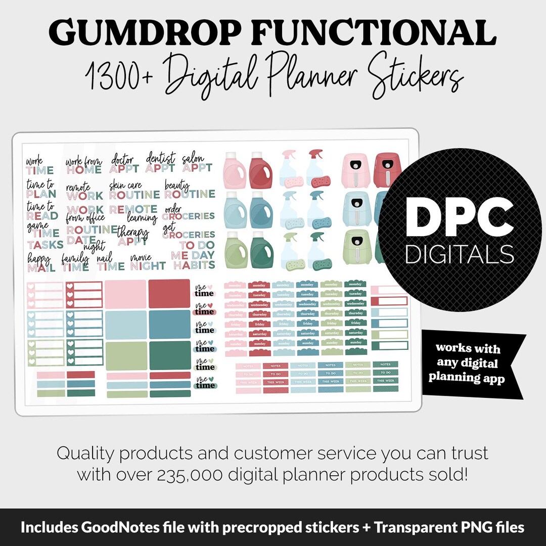 Gumdrop Functional Digital Sticker Set | iPad & Android | Gumdrop Theme ...