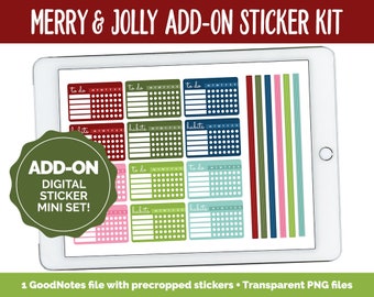 Merry & Jolly Add-On Digital Planner Stickers | GoodNotes, iPad and Android | December, Christmas, Trackers, Meal Planning, Fitness