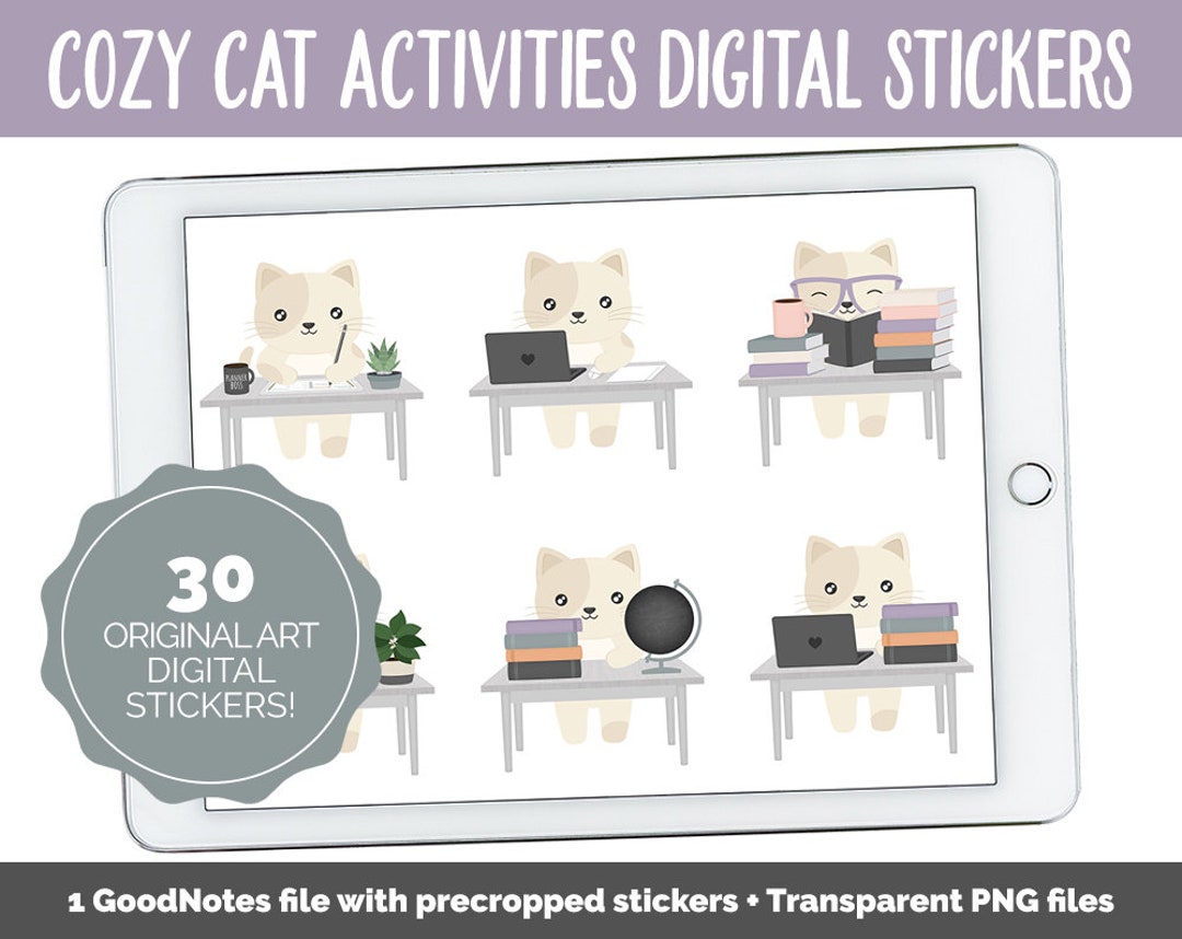 Cozy Cat Activities Digital Stickers | Goodnotes & iPad | Crafts ...