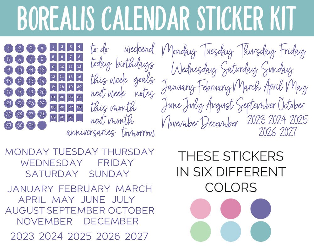 Borealis Calendar Essentials Digital Planner Stickers | Goodnotes, iPad ...