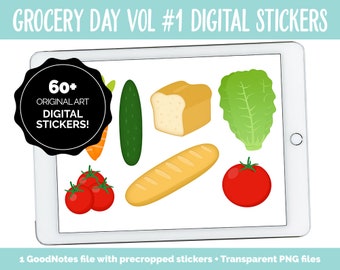 Grocery Day Vol #1 Digital Stickers | GoodNotes, iPad and Android | Food, Menu Planning, Trackers