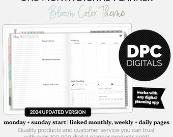 Get Fit One Month Digital Planner | Bloom Theme | GoodNotes, iPad, Android | Workout, Fitness, Health, Wellness, Self-Care