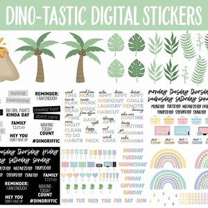 Dino-tastic Digital Sticker Mega Bundle | GoodNotes & iPad | June, Dinosaurs, Kawaii, Activities, Goals, Tasks image 5