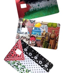 Glanzende Palestina-creditcardskin – vinylsticker voor debet-/creditcards (compatibel met kleine chip) Set van 2