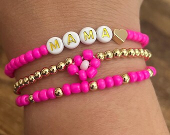 Personalized Name Bracelets-Mama Bracelet Stack-Custom Word Bracelets-Girls Name Bracelet-Personalized Gift-Bracelets for Women