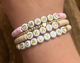 Personalized Name Bracelets-Mama Bracelet Stack-Custom Word Bracelets-Girls Name Bracelets-Personalized Gift-Bracelets for Women