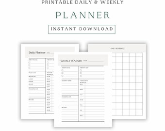 Printable Daily Planner | Weekly Planners | Planner Set | Planner Insert | Instant Download Planner