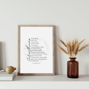 Love Is Patient Scripture Print | 1 Corinthians 13 Wall Art | Christian Printable Bible Verse Decor | 5x7, 8x10, 11x14 PDF & PNG