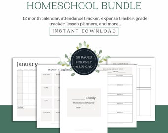 Minimalist Homeschool Planner Bundle Undated | Printable Homeschool Planner | Homeschool Planner set