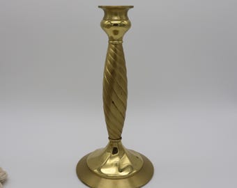 9" Vintage Brass Candlestick Holder | Twisted Column | Classic Table Decor