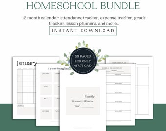 2025-2026 Minimalist Homeschool Planner Bundle | Printable Homeschool Planner | Homeschool Planner set | Canada Calendar | US Calendar