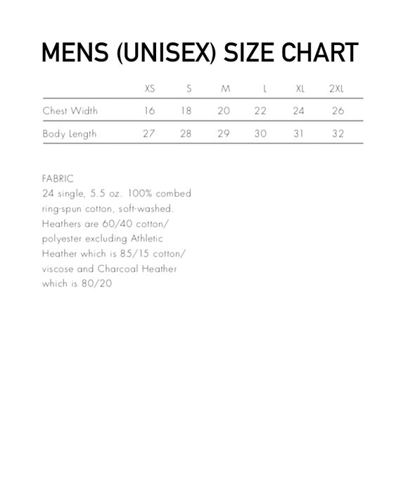 Funko Pop Tees Size Chart