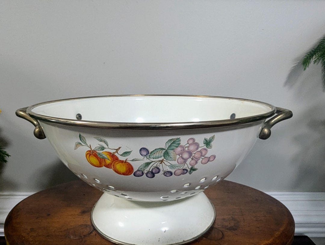 Vintage Cream Color Enamel Colander - Etsy
