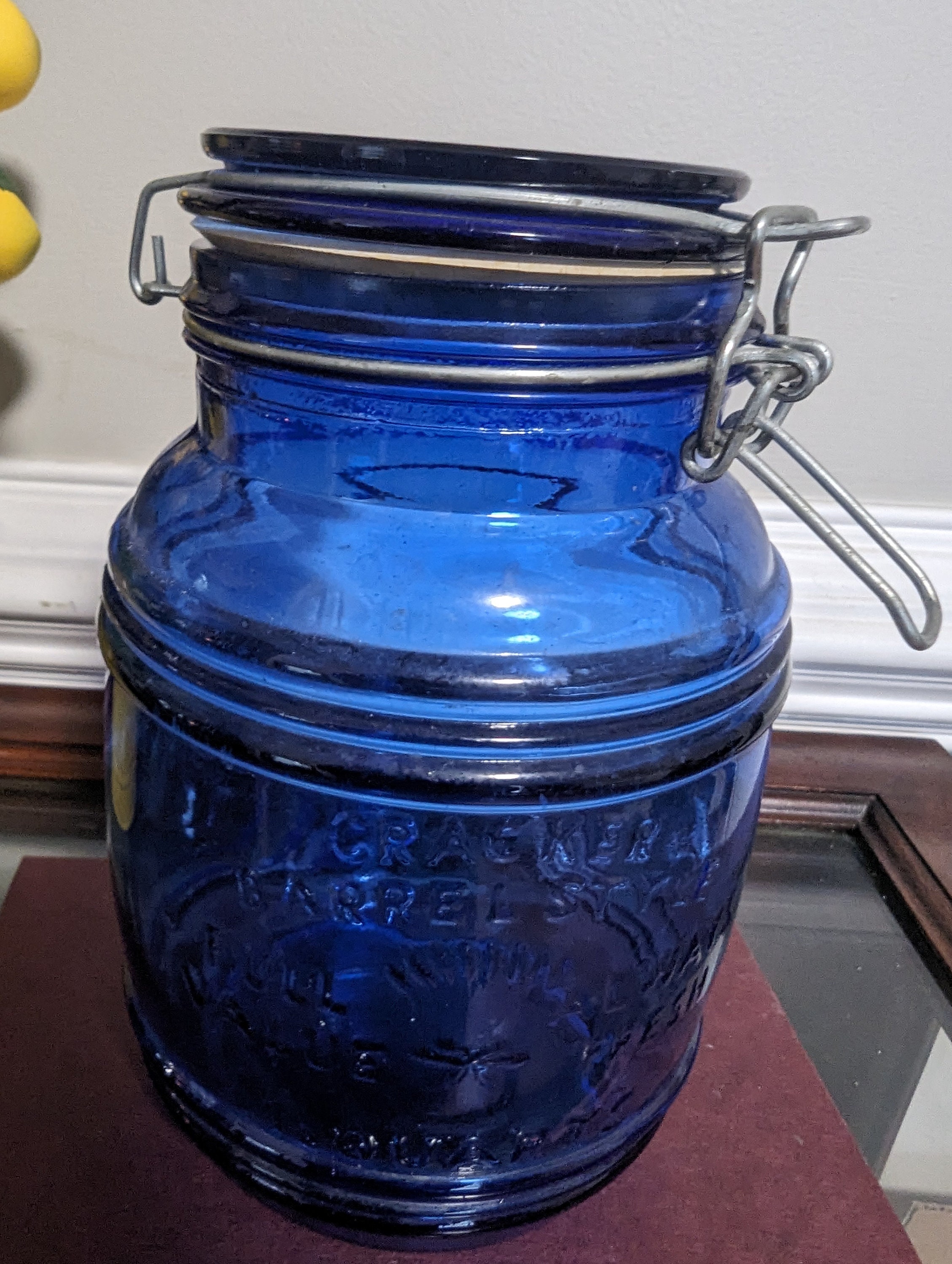 Vintage Cobalt Blue Cracker Barrel Style Cookie/flour/sugar Jar