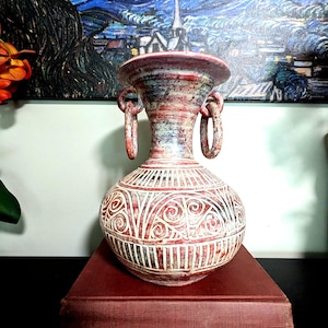 Handmade Sgraffito Ceramic Vase