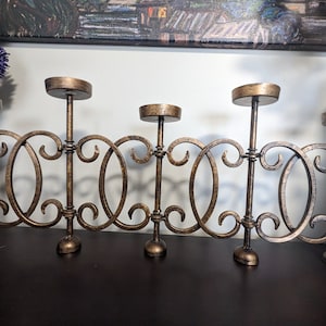 Vintage Mcm Folding Brass 5 Votive Candle Holder Candelabra Made in India