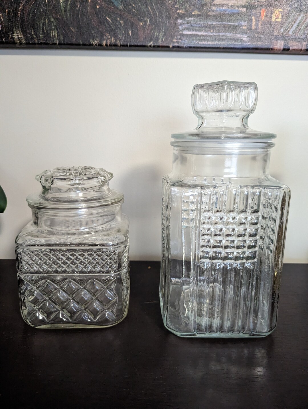 Pair of Small and Big Glass Jars - Etsy