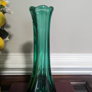 Vintage Turquoise Art Glass Vase