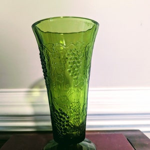 Vintage Green Textured Glass Vase