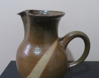 Vintage Brown Glazed Stoneware Pitcher