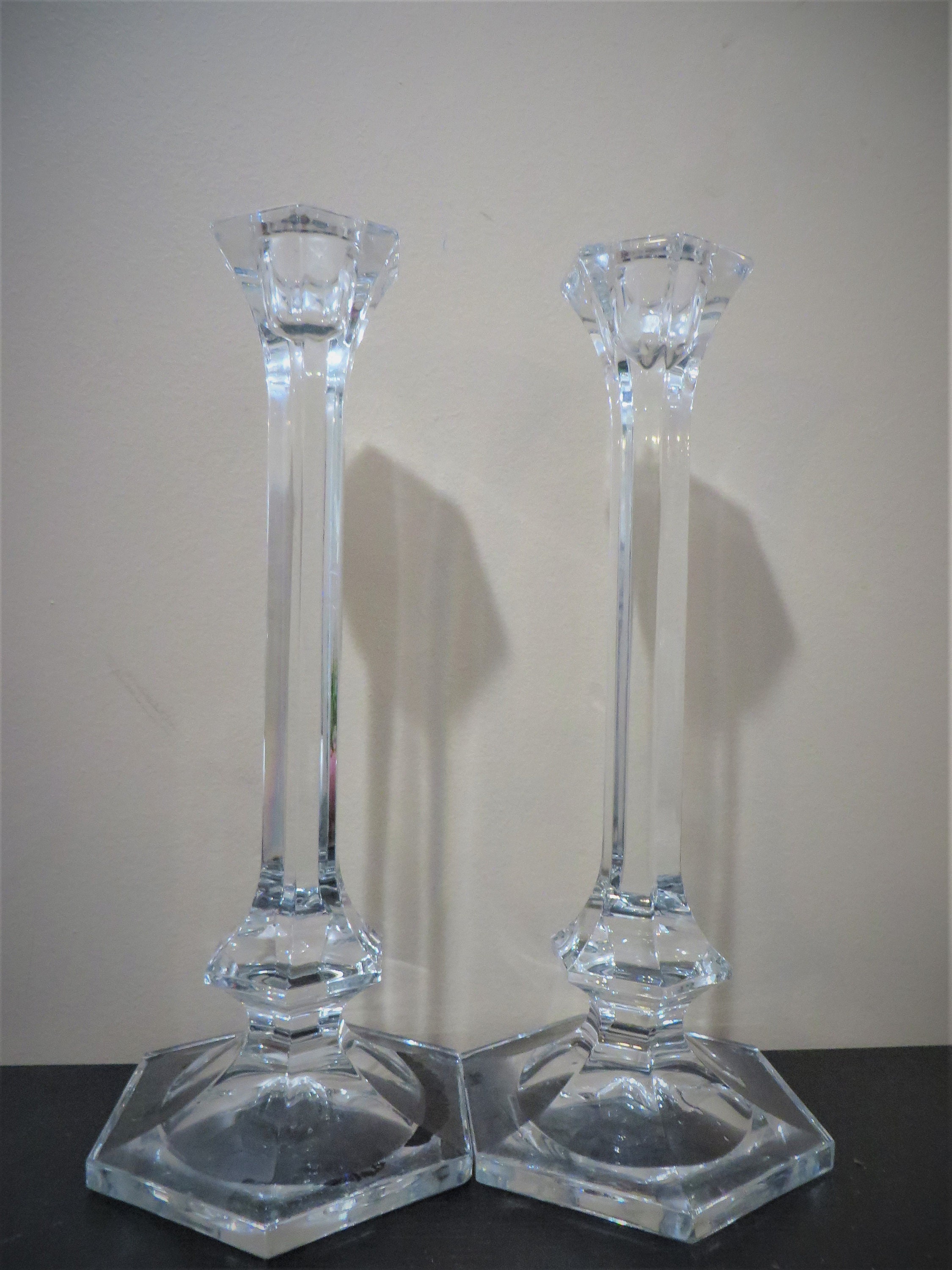 Vintage Crystal Glass Candle Holder Set Crystal Glass Etsy
