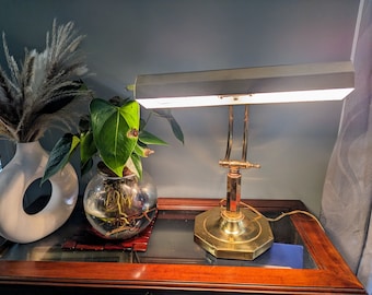Vintage Brass Double Bulb Banker's Lamp