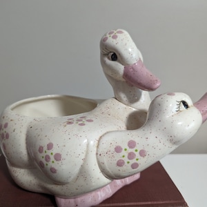 Vintage Ceramic Hand painted Swan Planter