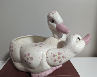 Vintage Ceramic Hand painted Swan Planter