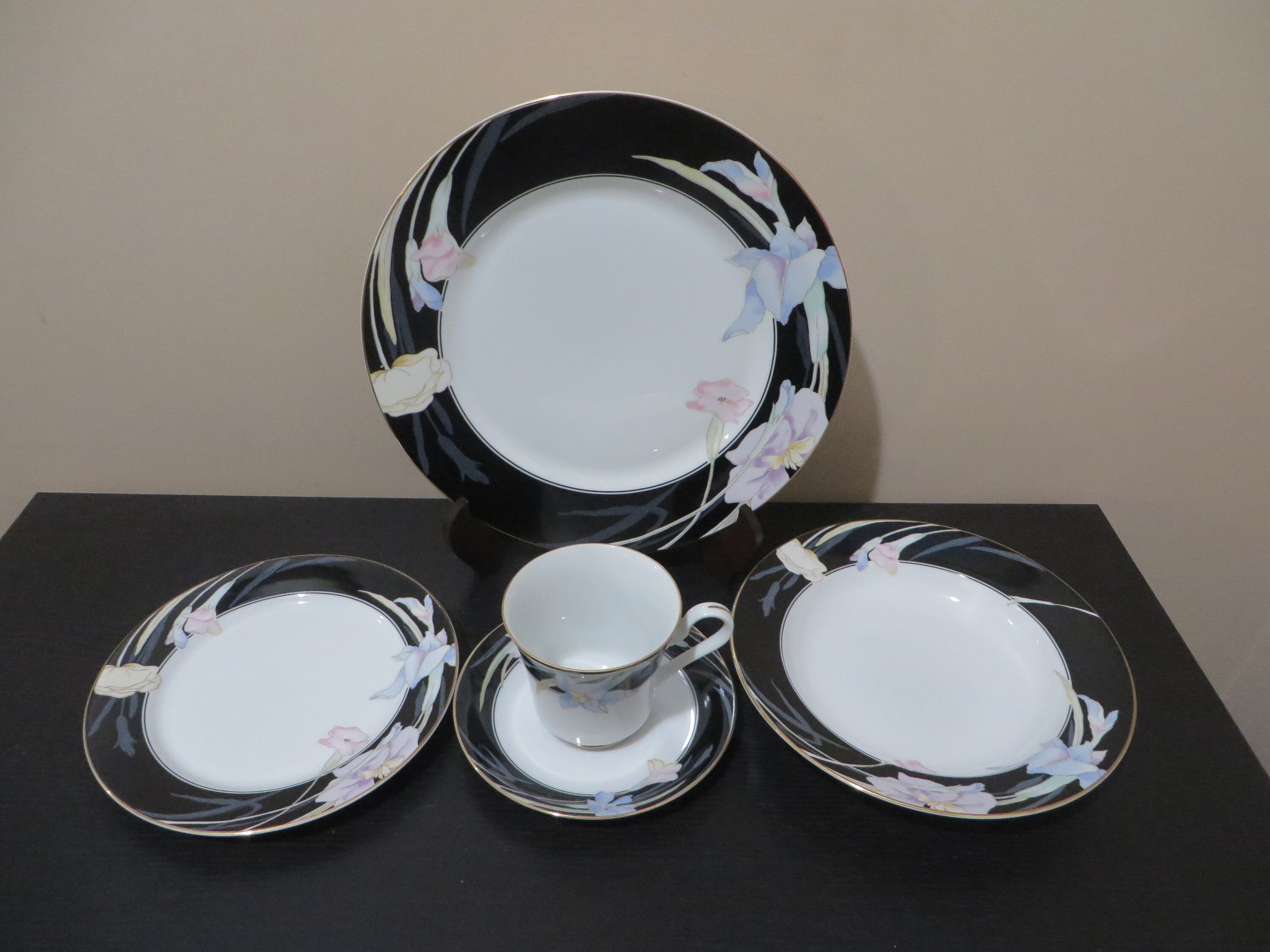 Vintage Mikasa Charisma Black Dinnerware Set Etsy