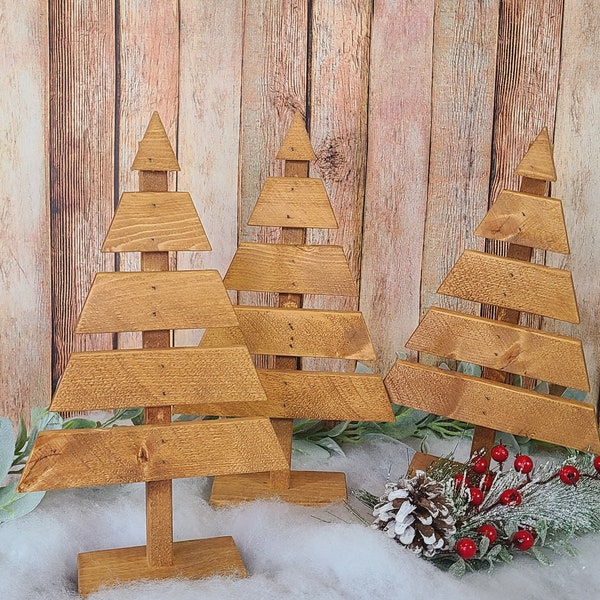 Rustic wood Christmas trees, Tabletop Christmas trees
