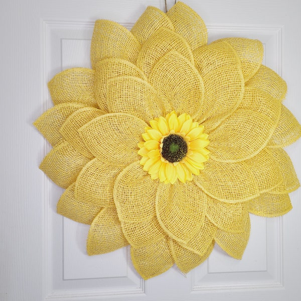 Sunflower Wreath for Front door decor, Storm door wreath, Nursing home decor
