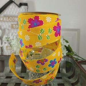 Spring Flowers Ribbon;  1.5 x 10 YARDS