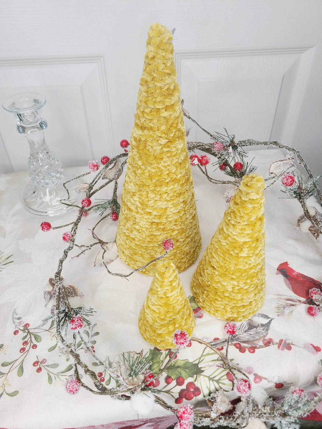 Gold Velvet Trees Set of 3 Table Decor - Etsy