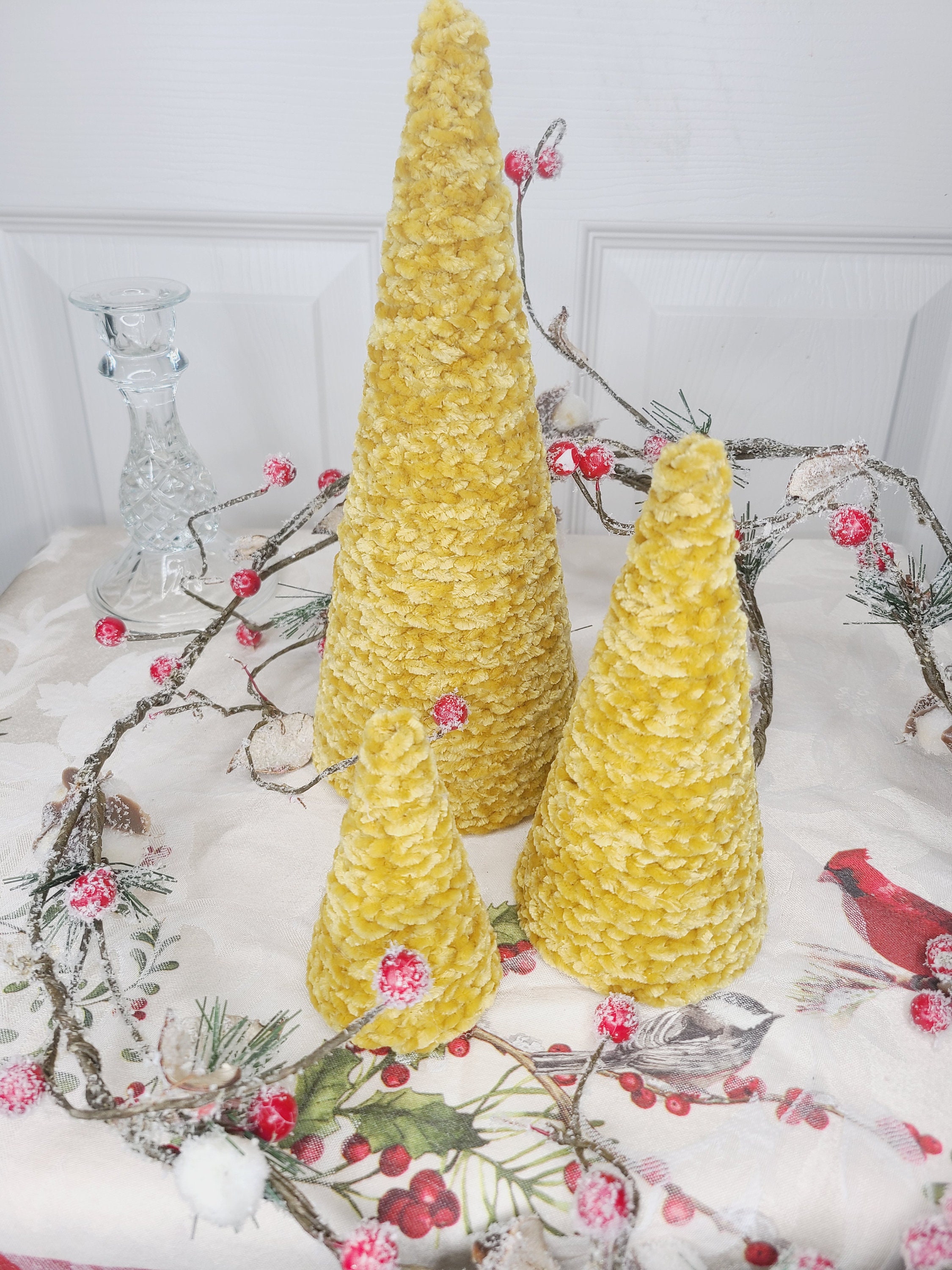 Gold Velvet Trees, Set of 3, Table Decor - Etsy