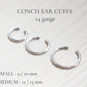 Orecchini a conchiglia spessi in argento sterling, orecchini regolabili in argento