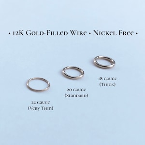 Helix Tragus Minimalist Gold-Filled thin Sleeper Earrings, Cartilage Hoop Gold Lip Ring, Nose Ring, Extra Slim Gold Hoop 22g 20g 18g 16g