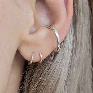 Grande polsino a conchiglia, polsino per orecchino in argento senza piercing, polsino per orecchino in argento sterling a conchiglia