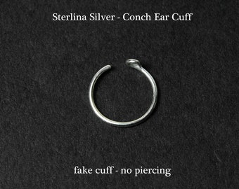 Conch Single Ear Cuff Geen Piercing, Fake Helix Piercing, Sterling Zilveren Oor Wrap, Geschenken voor haar, Geschenken voor Vriendin