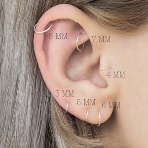 Orecchini a cerchietto in Argento Sterling 925, 3mm fino a 12mm, spessore filo 20g 0,8mm